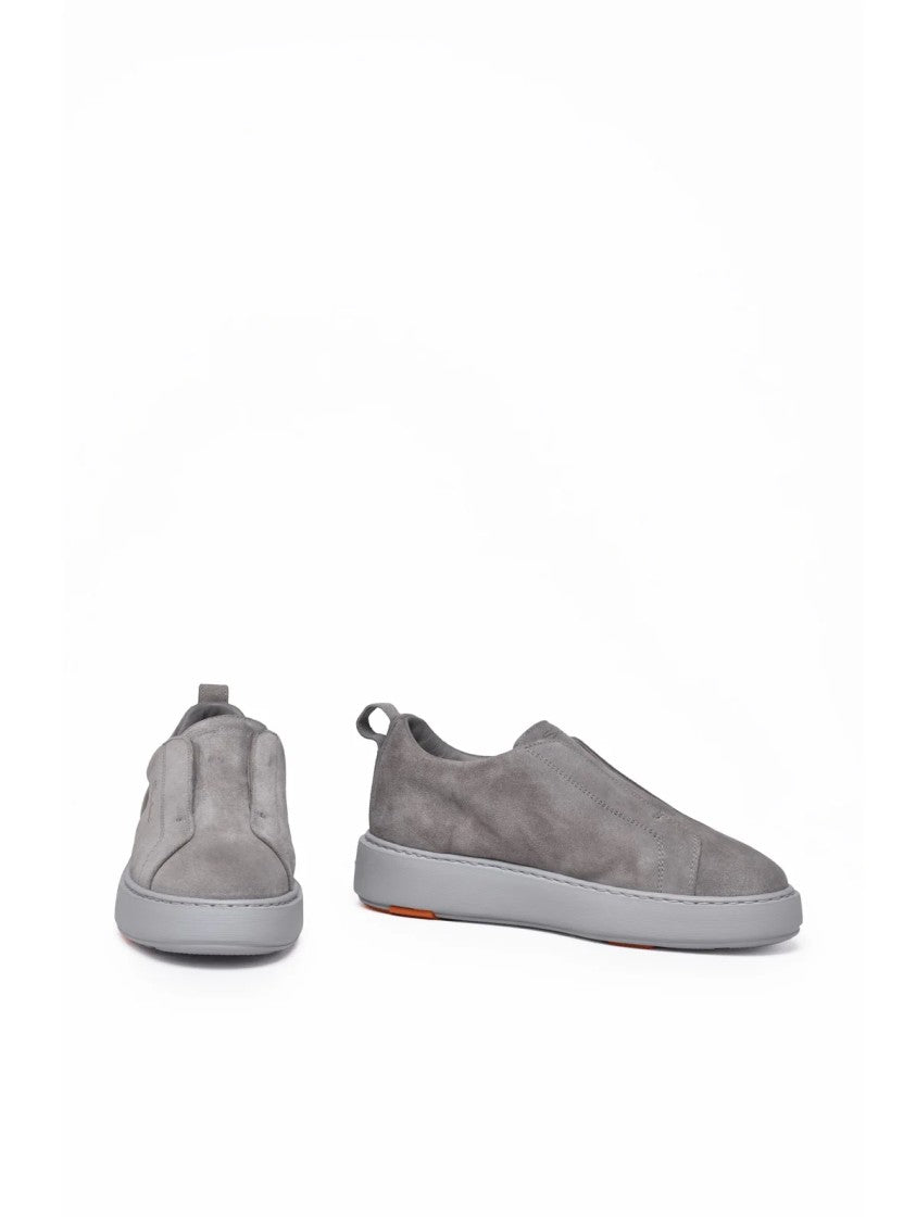 Santoni Grey Slip-On Suede Sneakers
