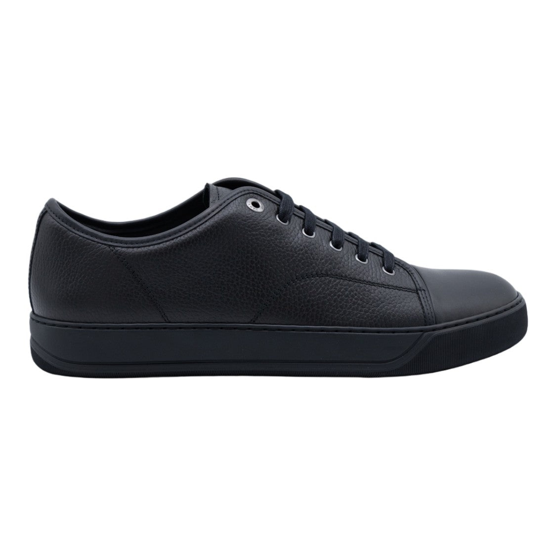 Lanvin Low-Top Textured Leather Sneakers With Metal Eyelets