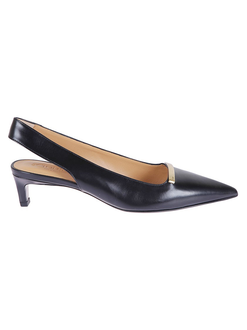 Tod's Black Leather Pumps With Iconic Logo