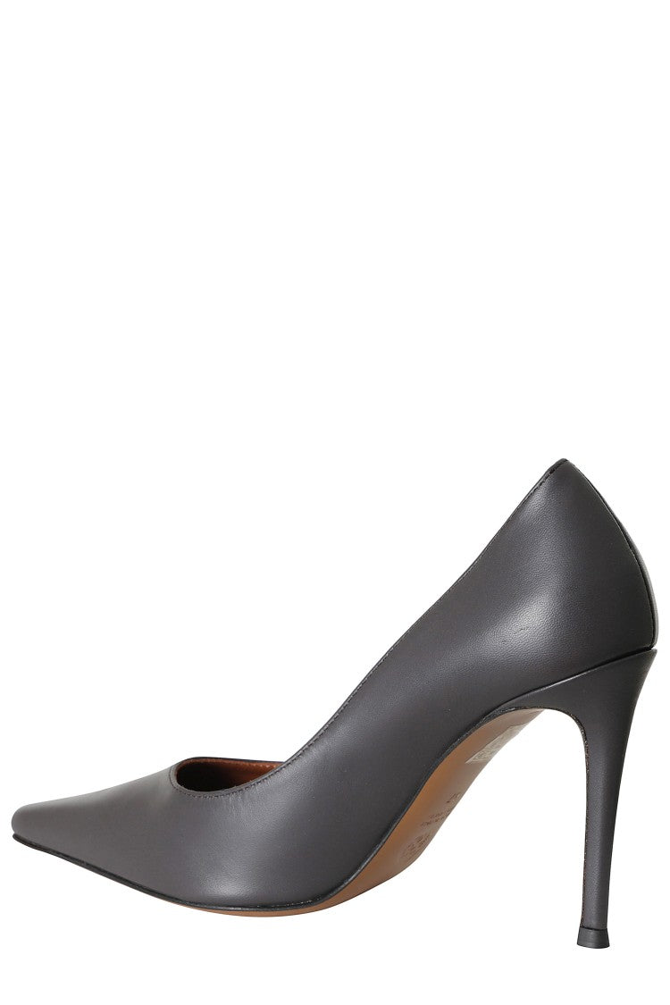 Roberto Festa Gray Glossy Pointed Toe Tapered Heel Bride95 Leather Pumps