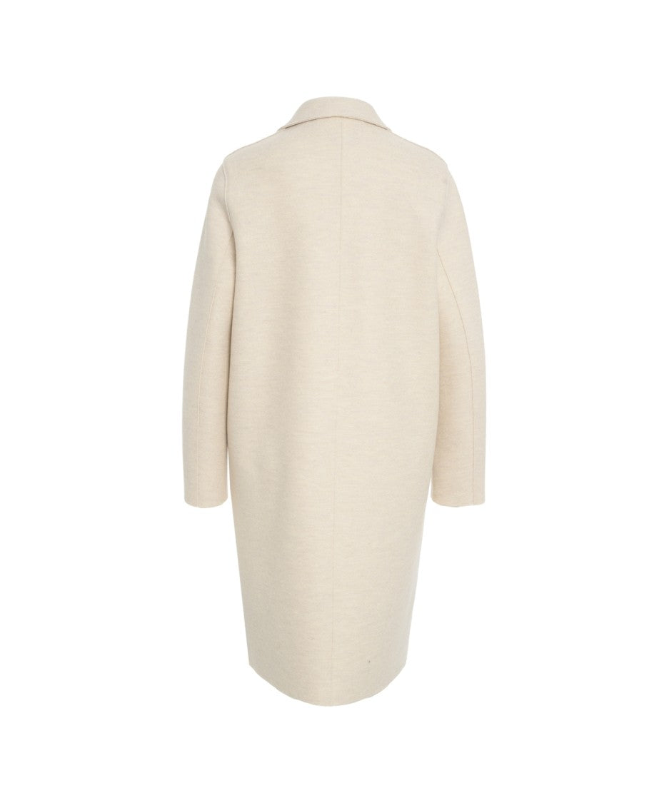 Harris Wharf London Long Virgin Wool Coat With Classic Notched Collar