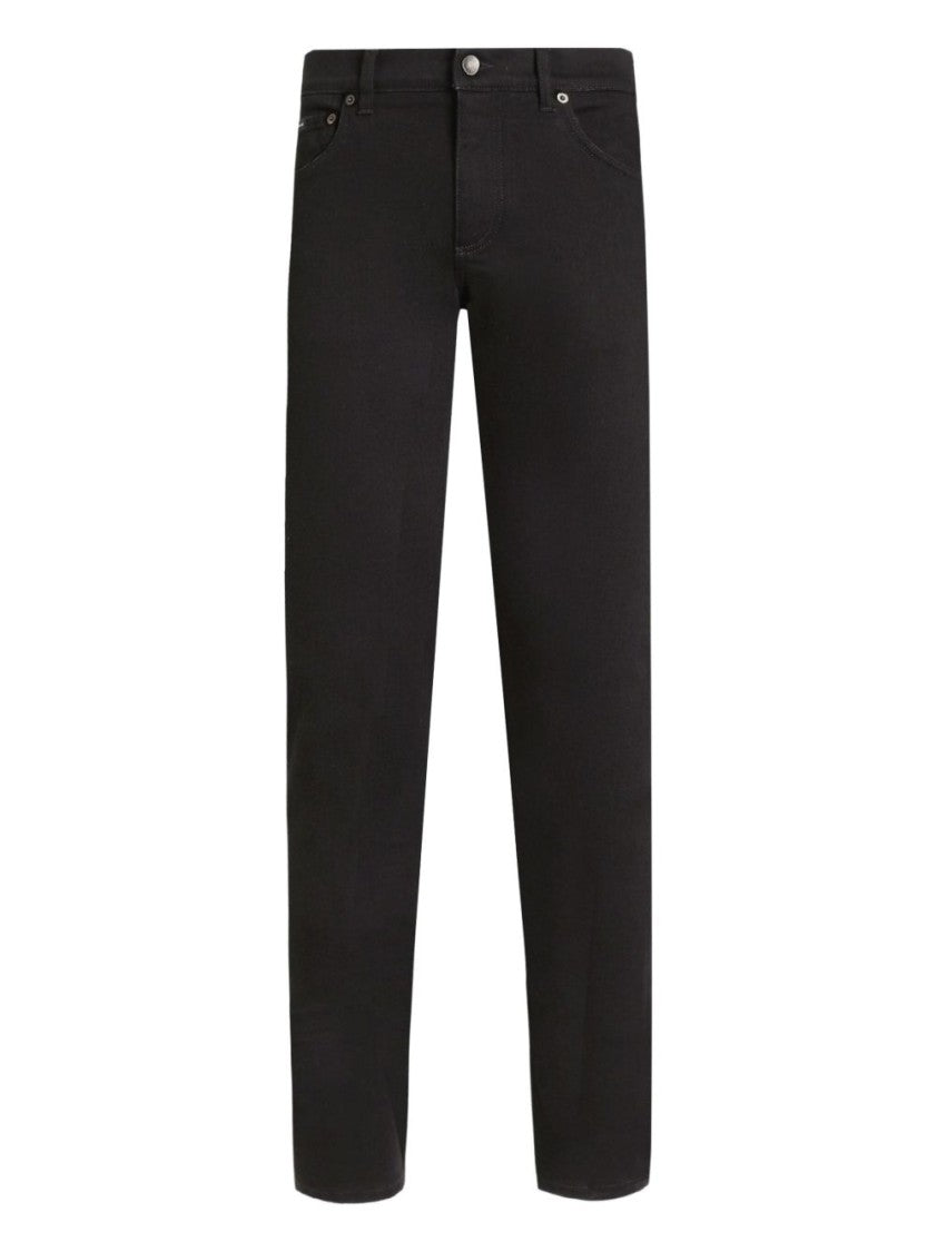 Dolce & Gabbana Slim Fit Black Denim Jeans With Subtle Branding