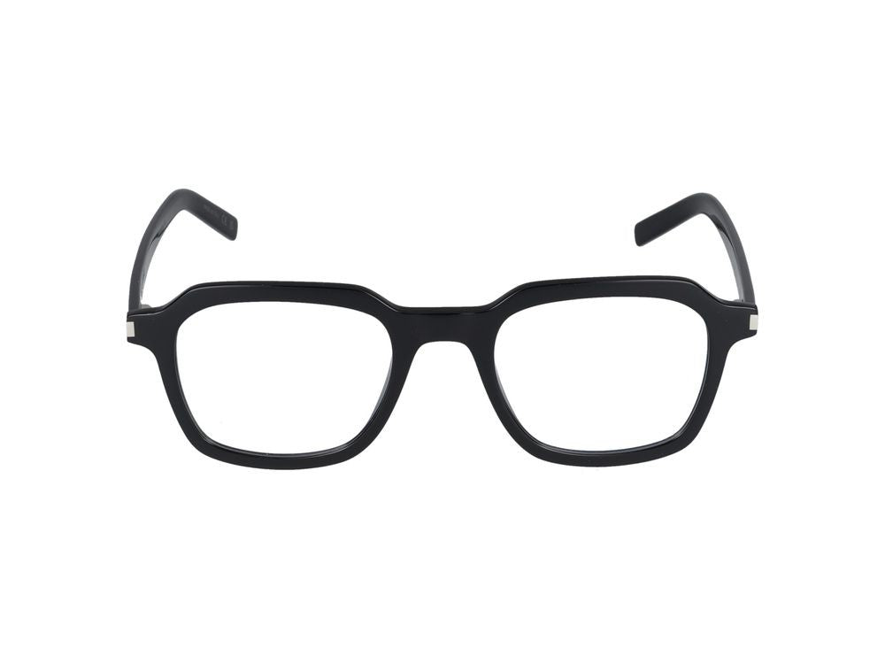 Saint Laurent Black Bold Square Acetate Eyeglasses