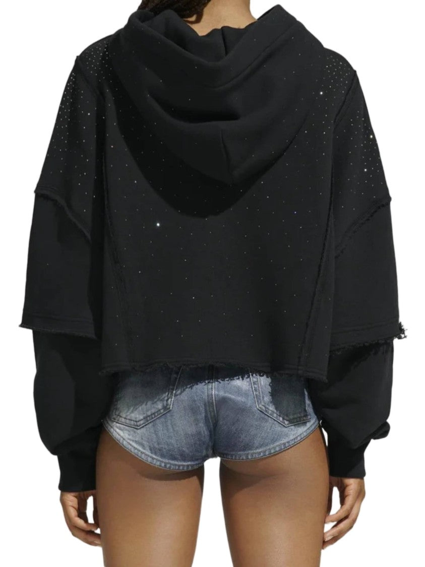 Khrisjoy Black Felpa Layered Cropped Hoodie