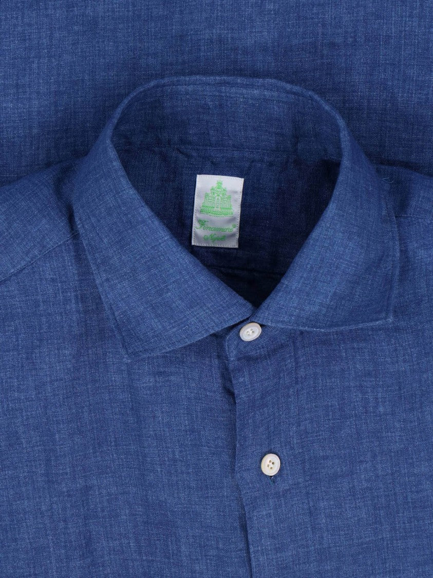 Finamore Blue Gaeta Linen Shirt