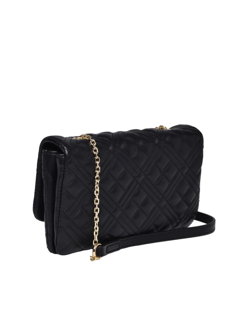 Love Moschino Black Polyurethane Quilted Shoulder Bag