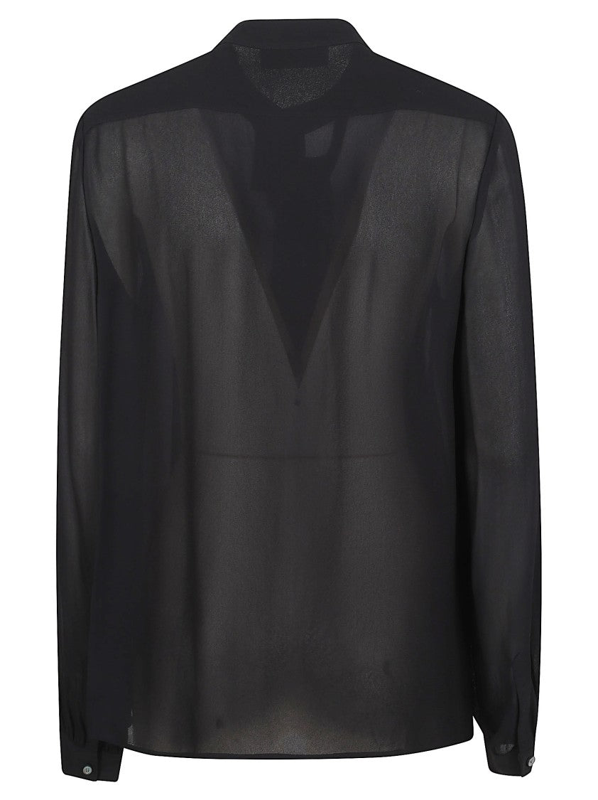Tory Burch Sheer Georgette Blouse With Bow Detail
