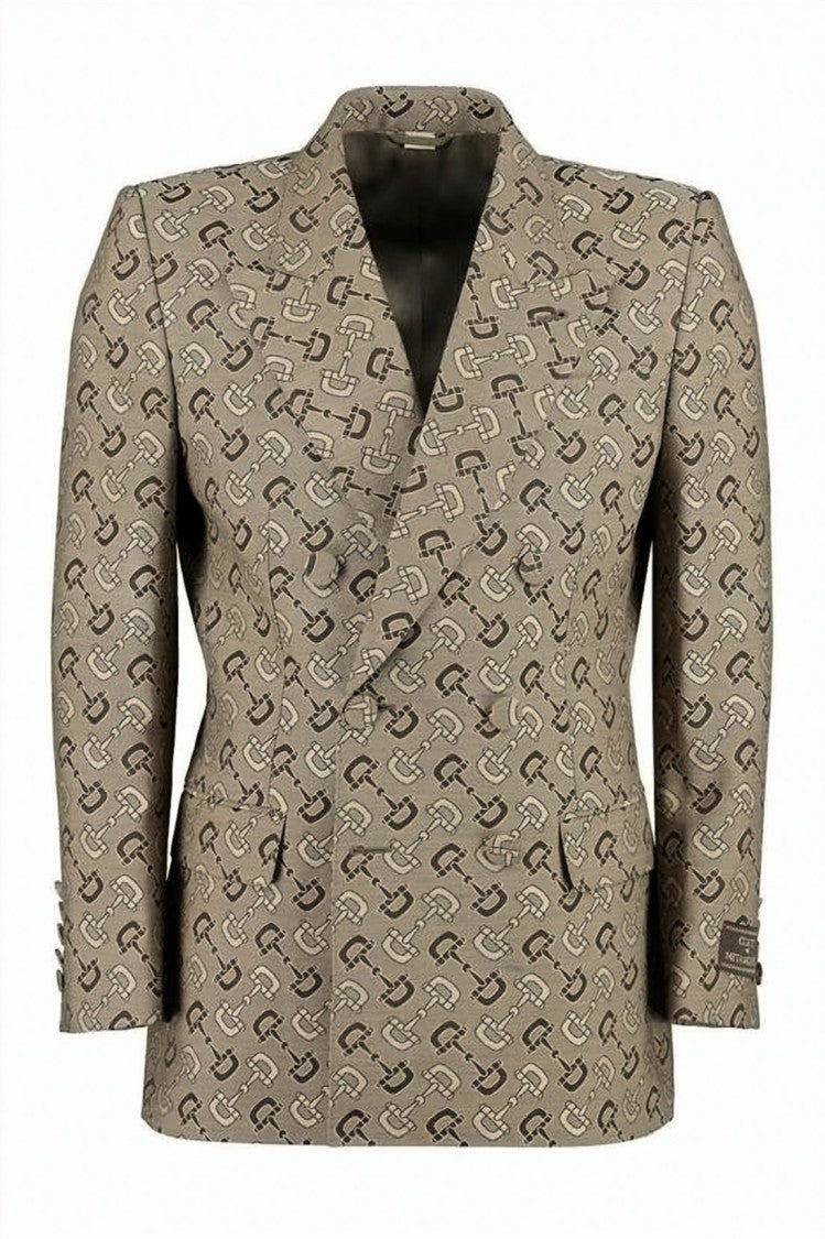 Gucci Double-Breasted Horsebit Pattern Cotton-Wool Jacket