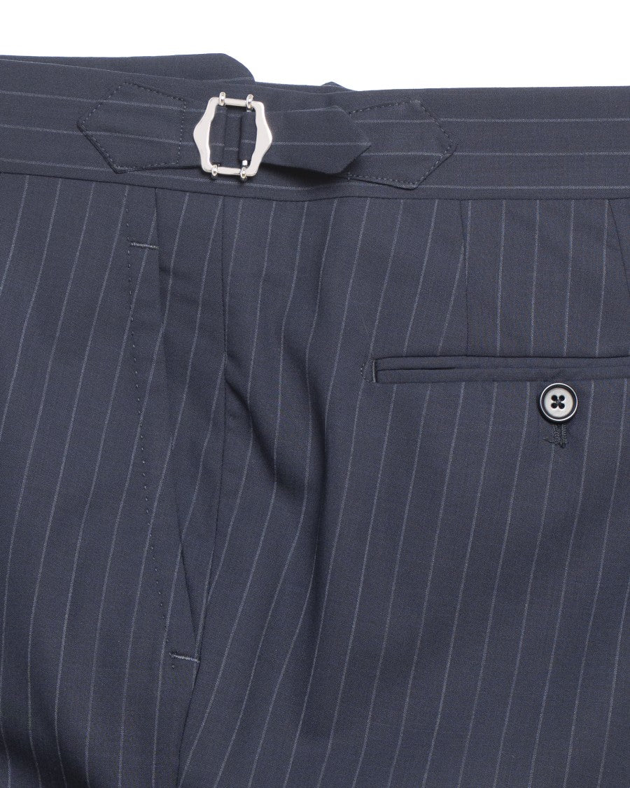 Franzese Collection Double-Breasted Blazer With One-Pleat Trousers In Pinstripe