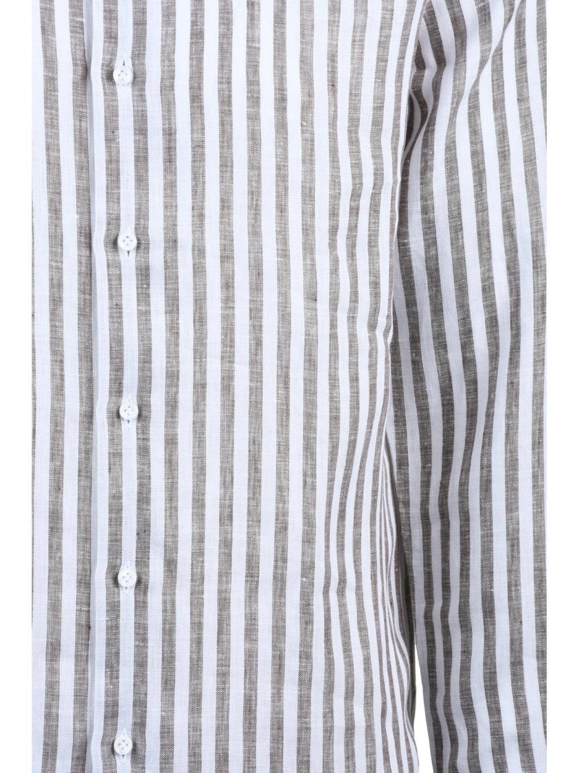 Carrel White Beige Striped Linen Shirt