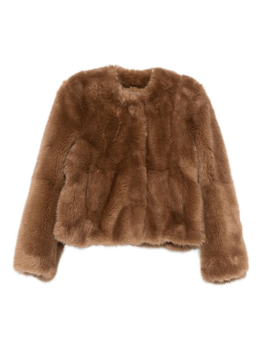 Stand Studio Cropped Faux Fur Coat With Minimalistic Design And Plush Texture