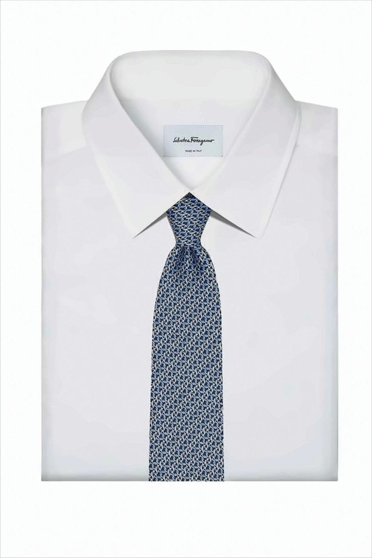 Salvatore Ferragamo Geometric Silk Tie In Blue