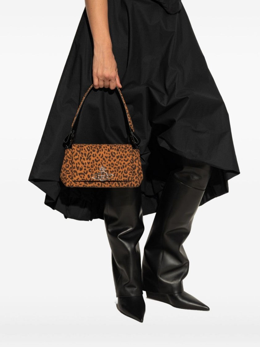 Vivienne Westwood Brown Leopard Print Bag With Orb Detail