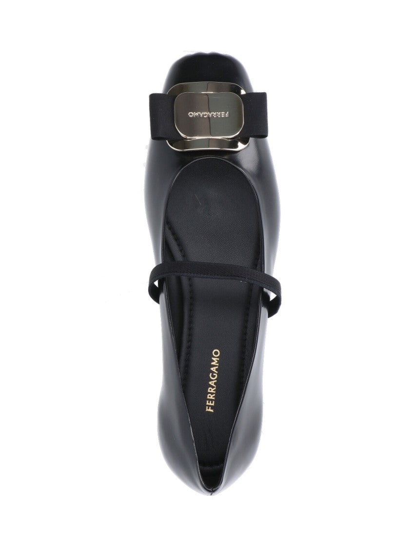 Ferragamo "New Vara Plate" Ballerinas Black