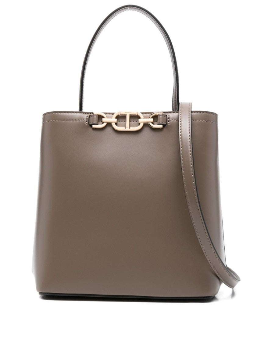 Twin-Set Structured Handbag With Gold-Tone Chain Detail