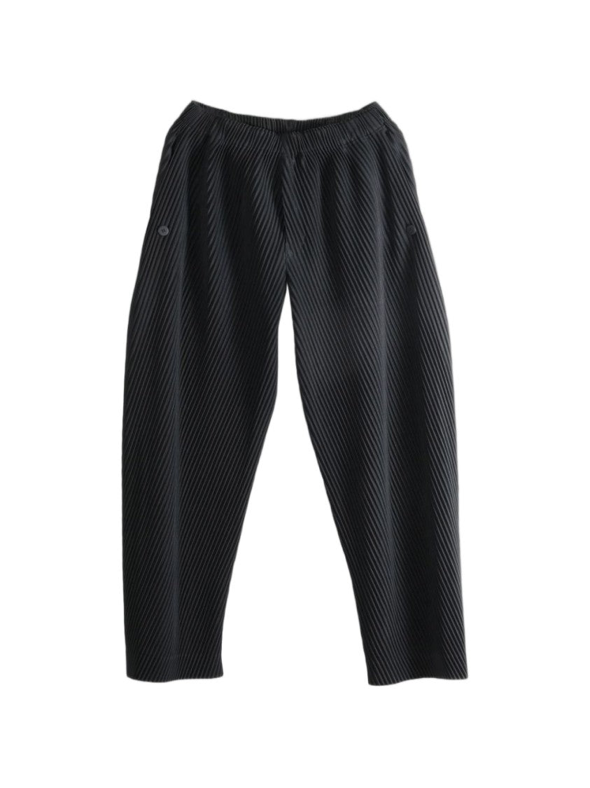 Homme Plissé Issey Miyake Pleated Textured Elastic Waist Wide-Leg Pants