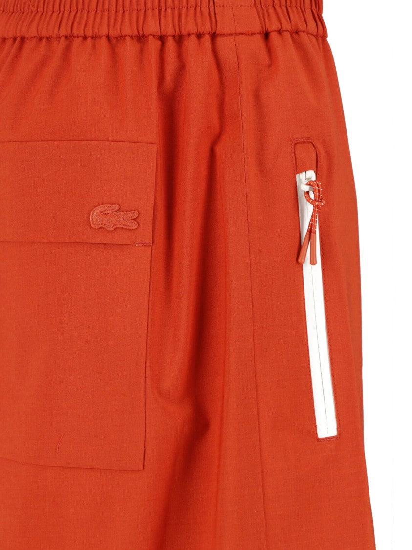 Lacoste Orange Wide-Leg Taffeta Elastic Trousers