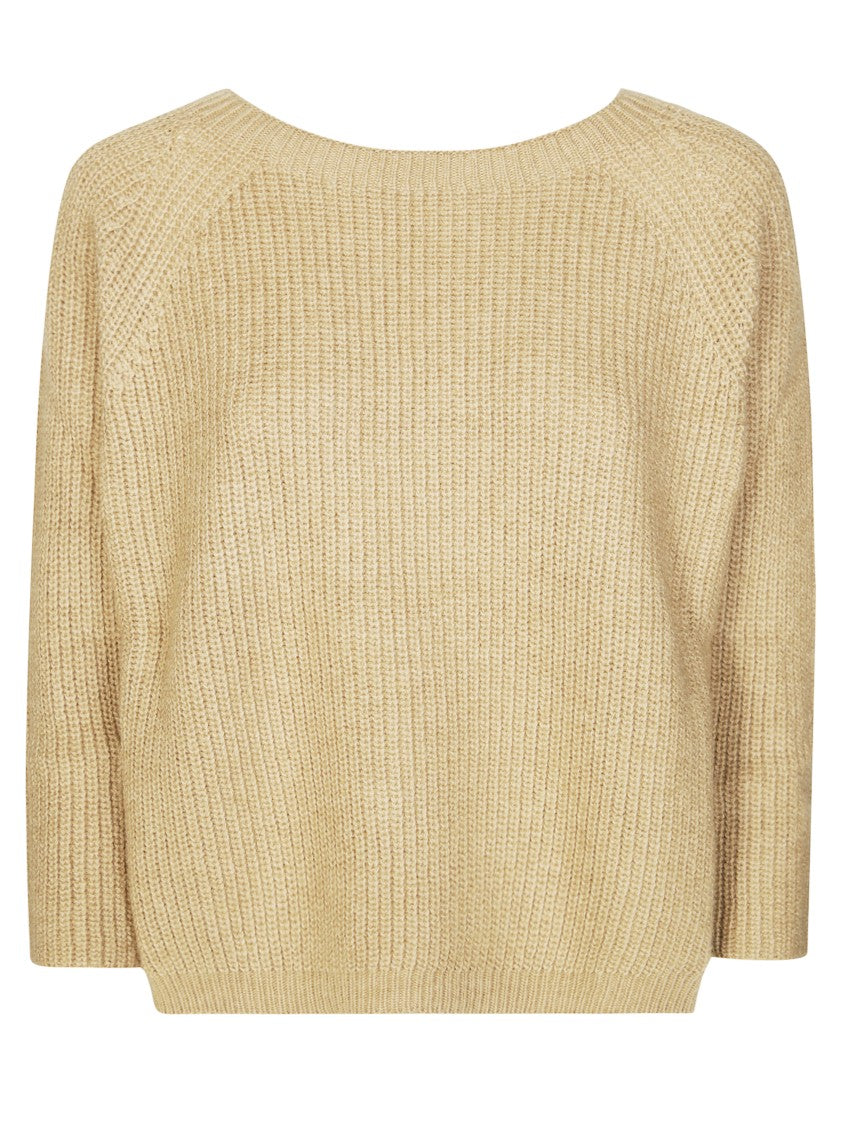 Max Mara Long-Sleeved Top With Deep V-Neckline And Minimalist Design