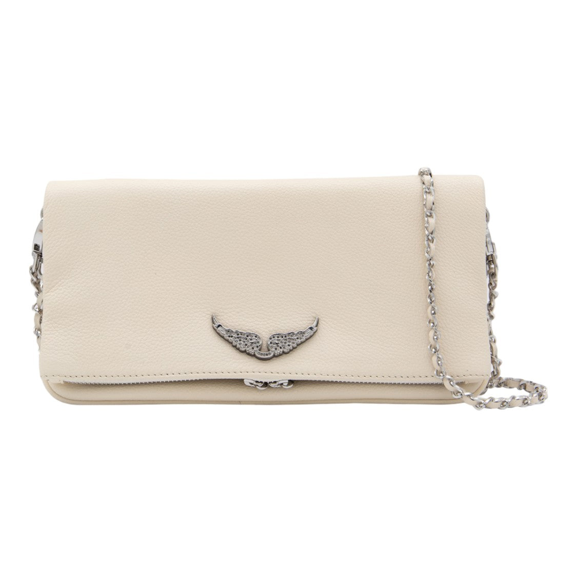Zadig & Voltaire Rectangular Light Beige Bag With Silver-Tone Emblem