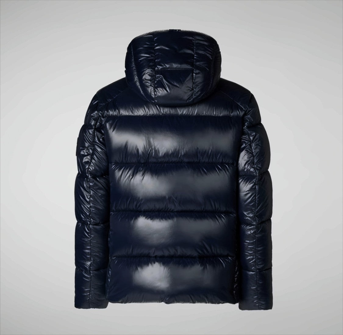 Save The Duck Lacquered Blue Down Jacket With Fixed Hood