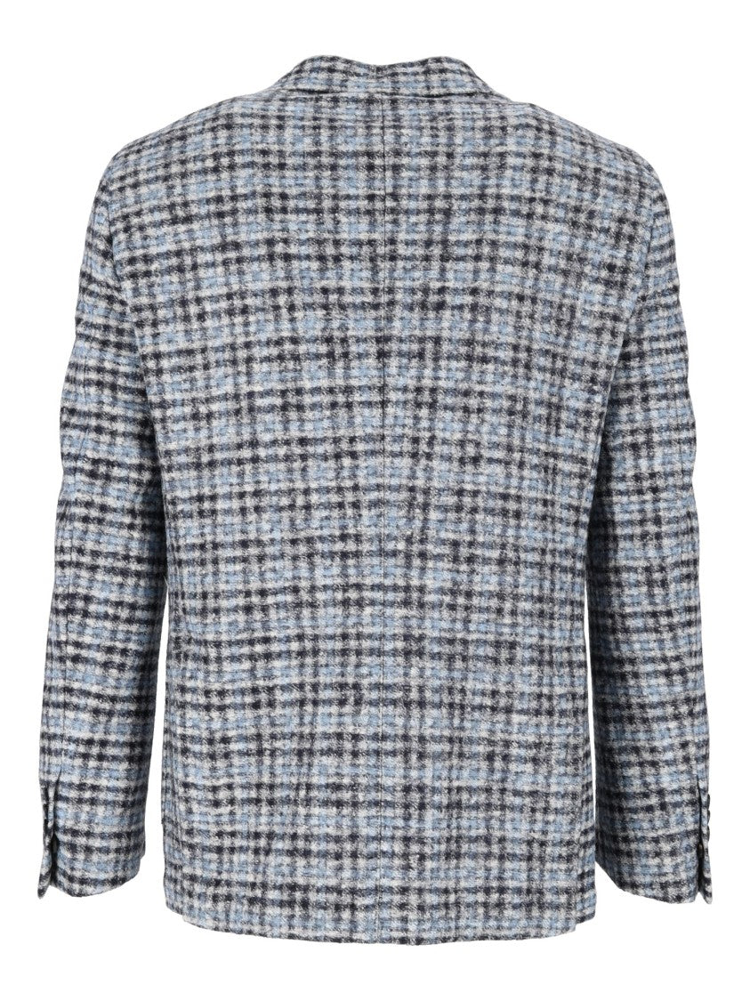 Breras Light Blue/Grey Giacca Uomo Plaid Tailored Blazer