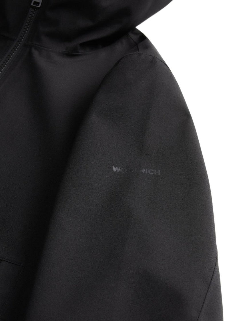 Woolrich Hooded Bomber Jacket With Zip Closure
