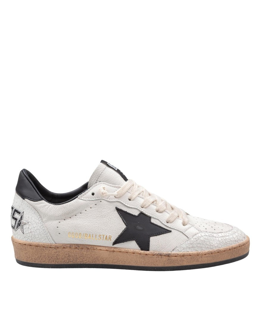Golden Goose Ballstar Leather Sneakers, Black And White