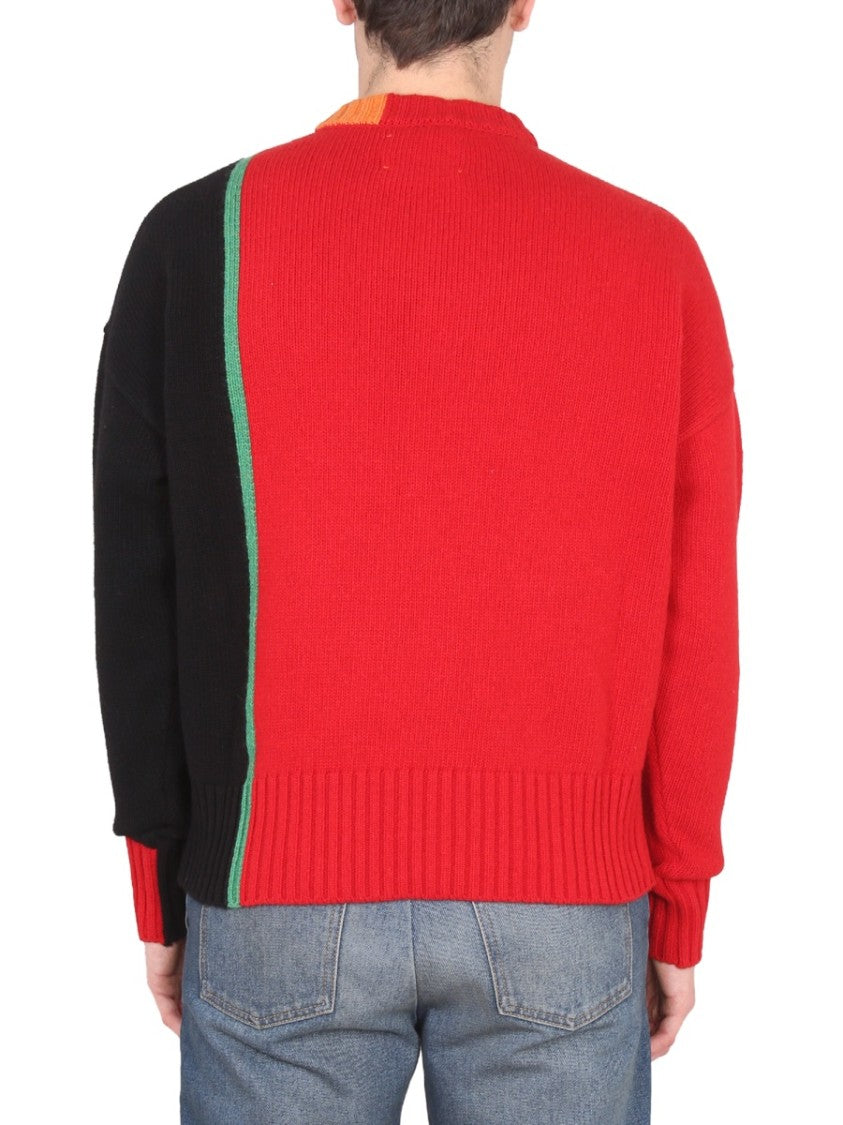 Right For Color-Block Multicolor Mesh Knit Sweater