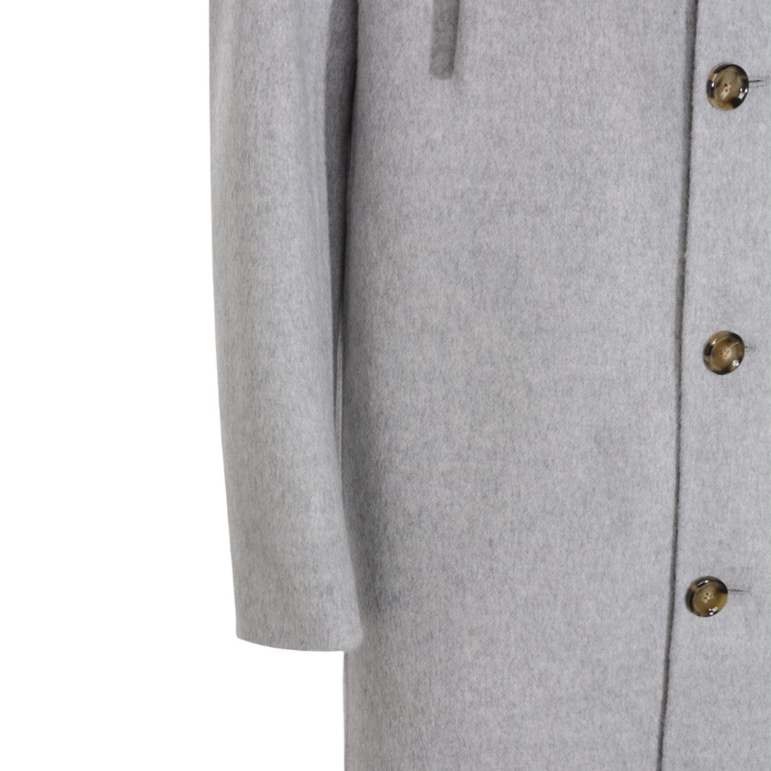 Lardini Mid-Thigh Length Light Grey Coat With Hood