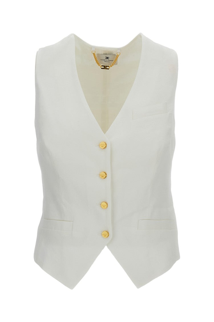 Elisabetta Franchi White Linen Blend Vest