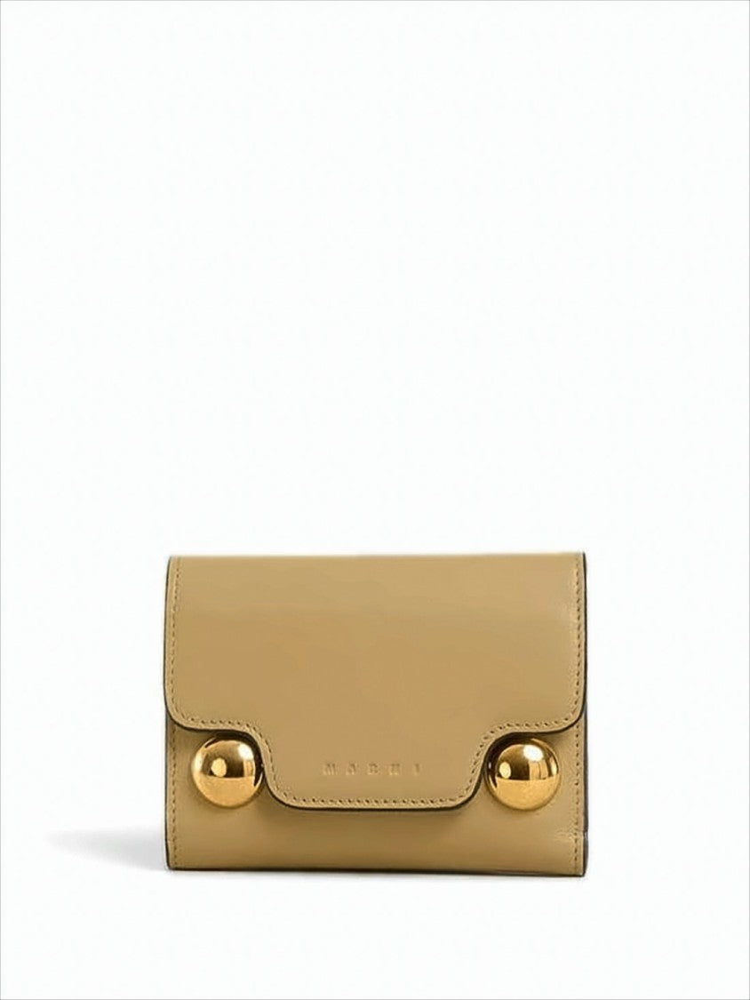 Marni Rectangular Calf Leather Wallet With Gold-Tone Accents