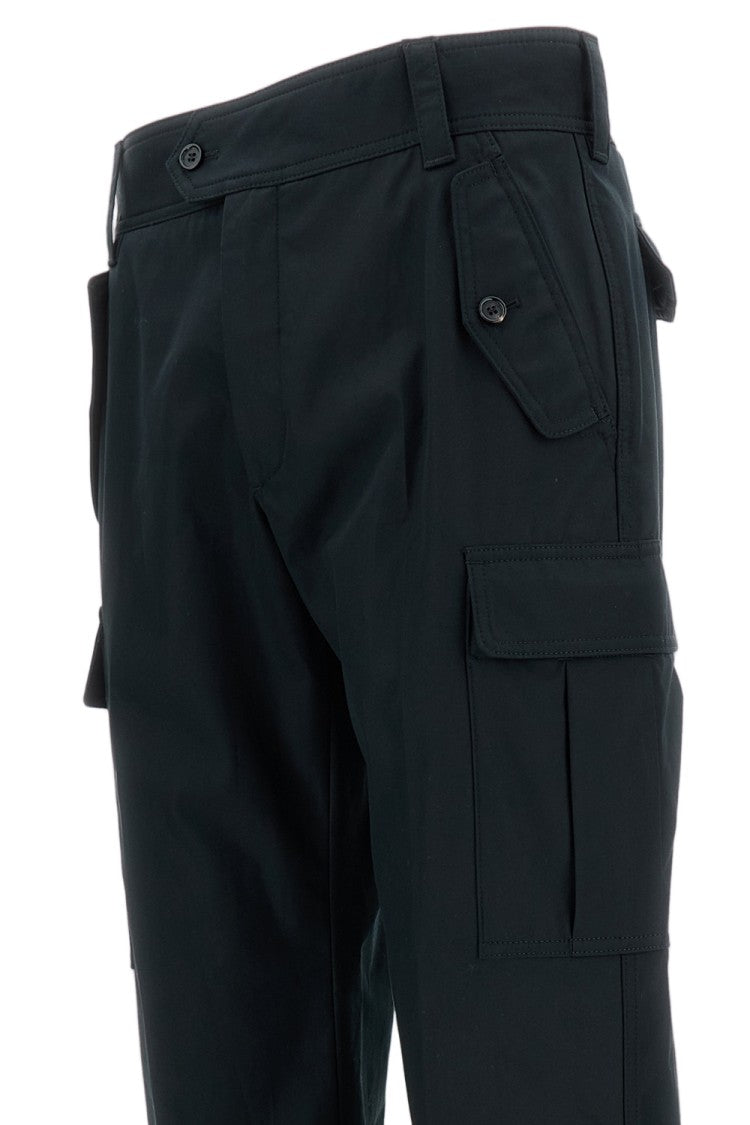 Alexander Mcqueen Tailored Black Cargo Trousers With Functional Flap Pockets