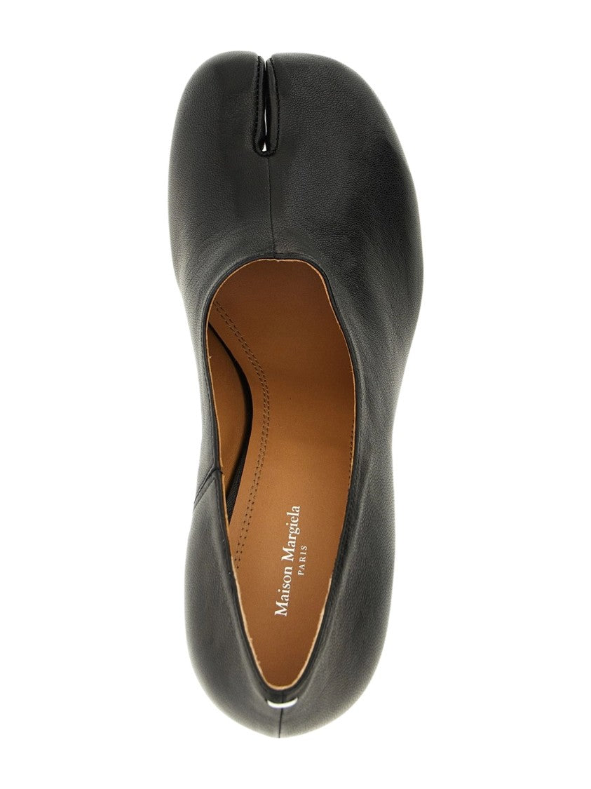 Maison Margiela Black Split Toe Block Heel Leather Pumps