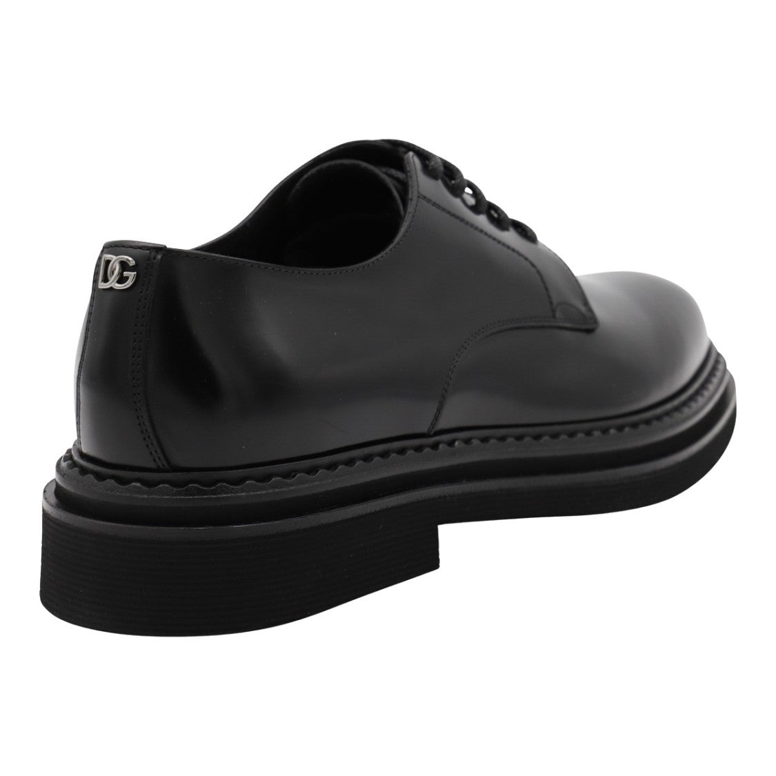 Dolce & Gabbana Polished Black Leather Flat Shoes