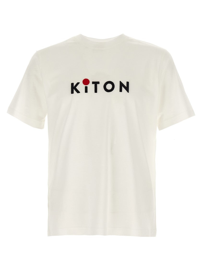 Kiton Logo Embroidery Cotton T-Shirt With Crew Neck