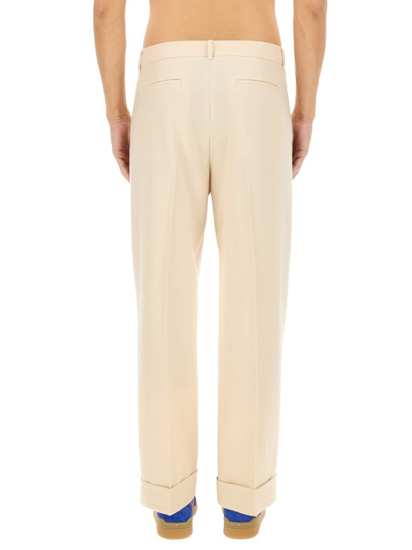 Valentino High-Waisted Wool Pants With Classic Pleat Design