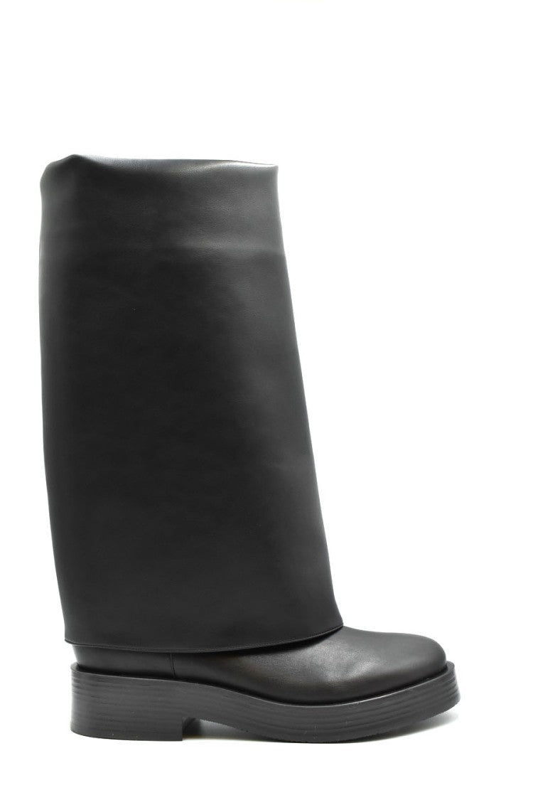 Casadei Black Charlie Chunky Heel Leather Ankle Boots