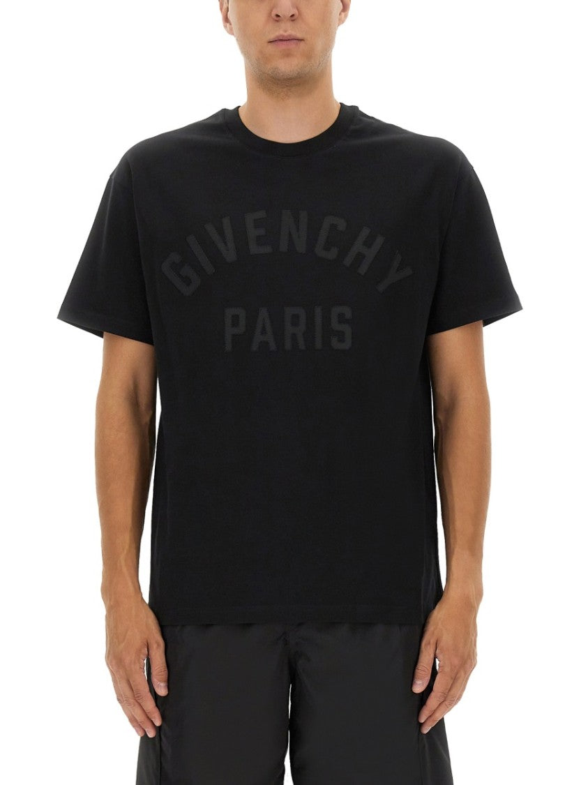 Givenchy Black Cotton T-Shirt With Bold Logo Print