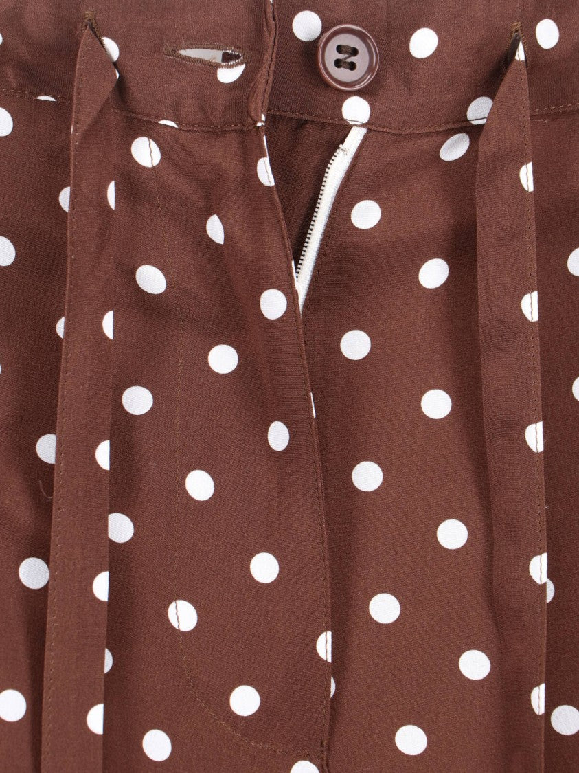 Parosh Polka Dot Silk Pants With Bow Detail