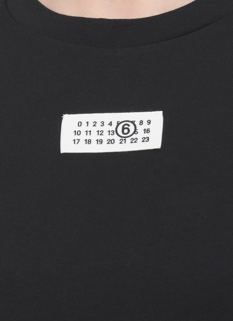 Mm6 By Maison Margiela Black Logoed Cotton T-Shirt
