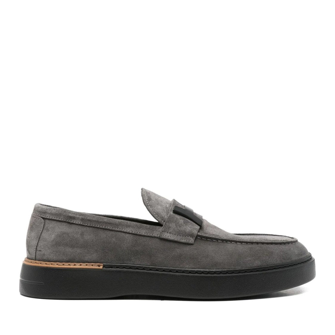 John Harrison Gray Suede Decorative Strap Loafers