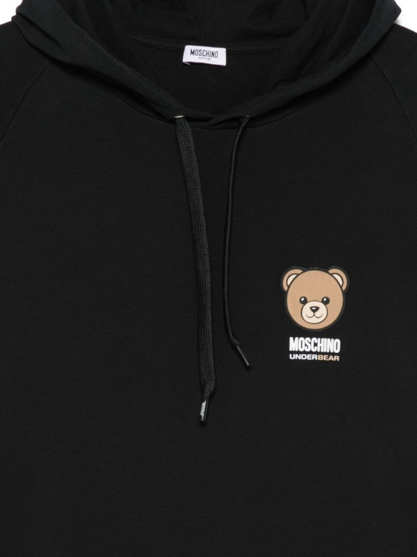 Moschino Black Silk And Nylon Hooded Sweatshirt