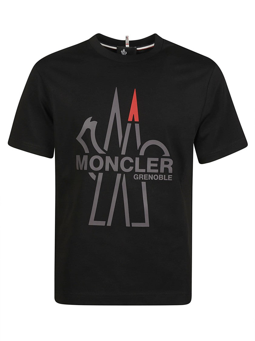 Moncler Grenoble Black Classic Fit Graphic Cotton T-Shirt