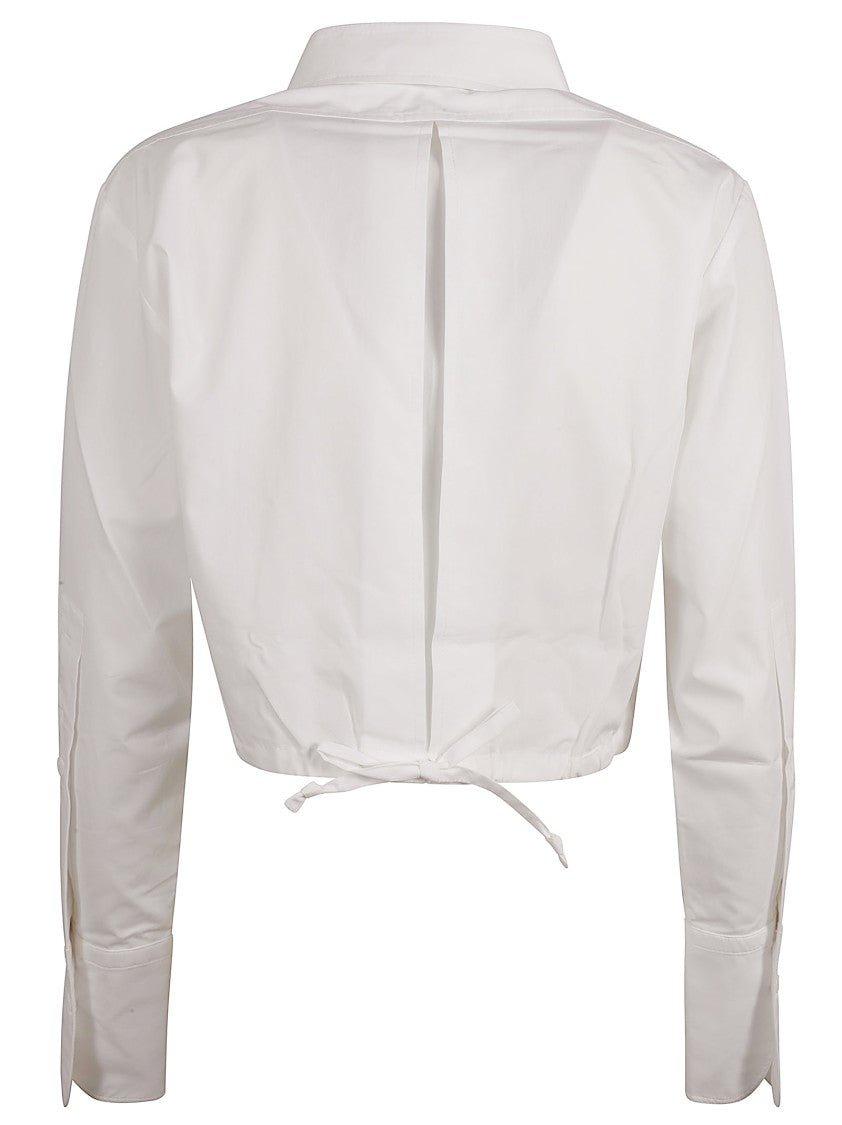 Patou Cropped White Shirt With Classic Collar