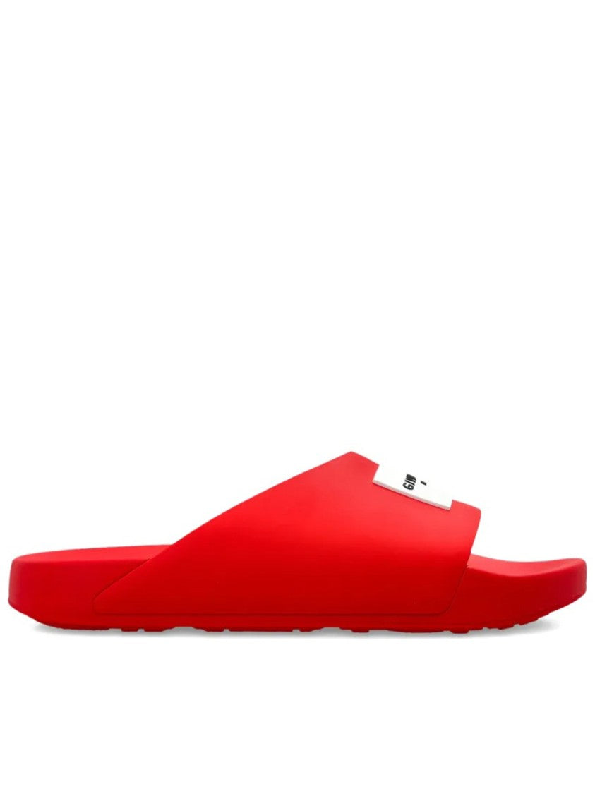 Givenchy Label Slide Red Polyurethane Logo Sandals