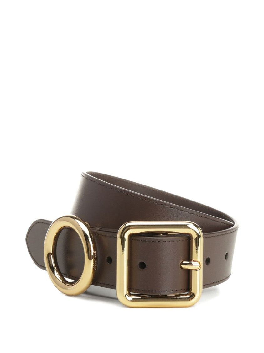 Jacquemus Brown Calfskin Belt With Polished Gold-Tone Accents