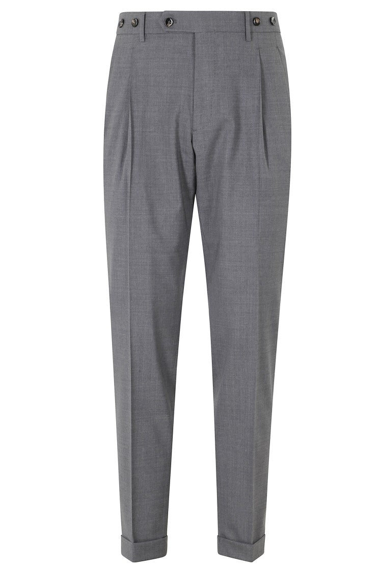 Berwich Smoke Barber Long Darts Turn-Up Wool-Blend Trousers