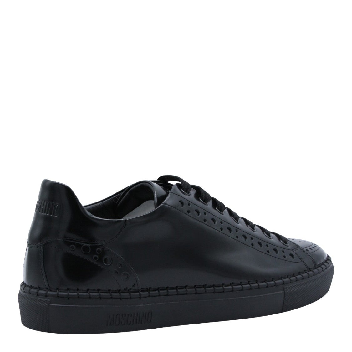 Moschino Glossy Black Low-Top Sneakers