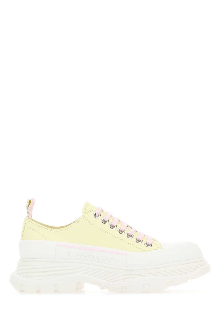 Alexander Mcqueen Pastel Yellow Leather Tread Slick Sneakers