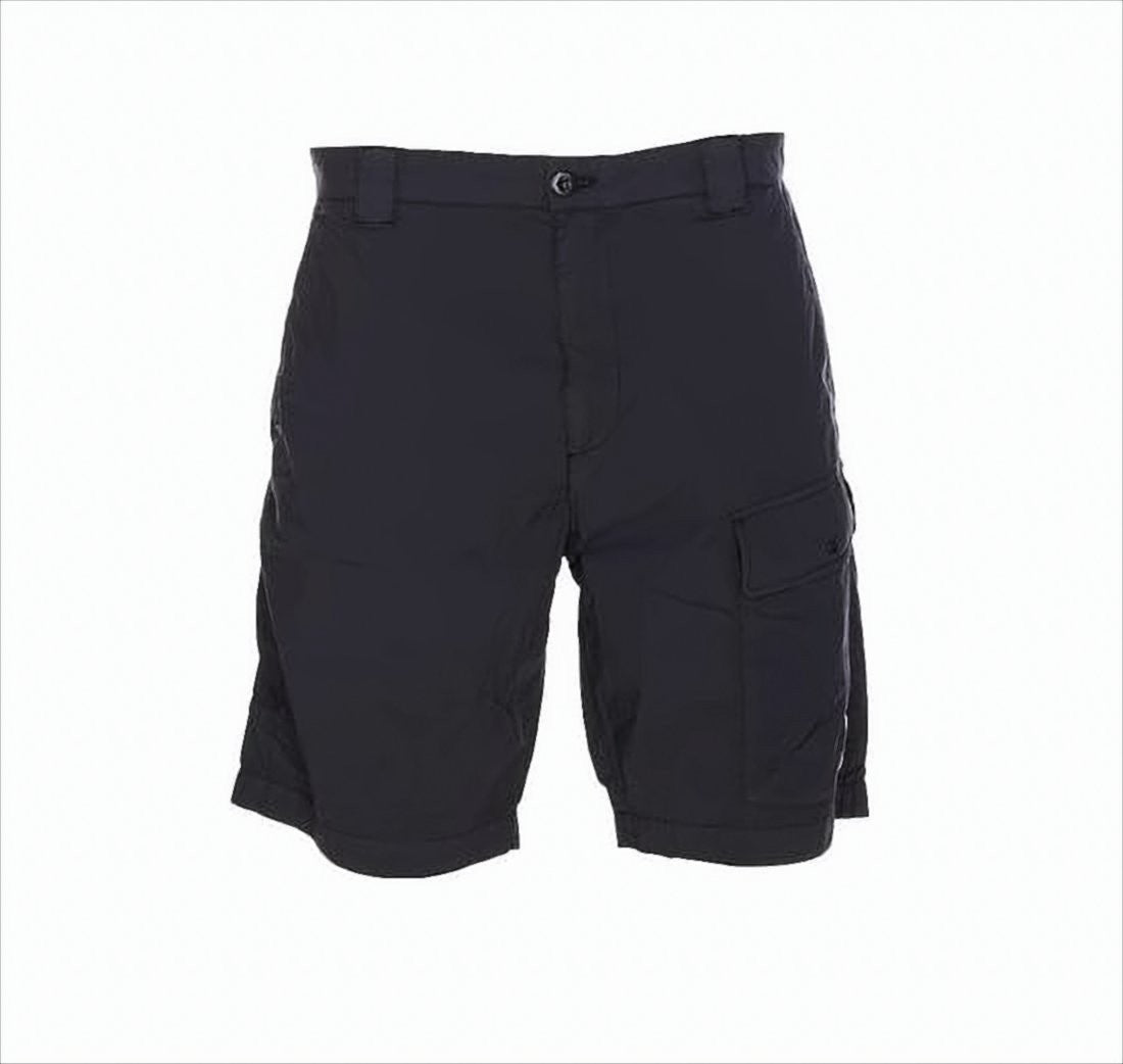 C.P. Company Tailored Fit Black Shorts With Unique Lens Detail